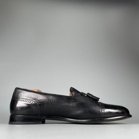 Mezlan Havana Men\'s Size 11 Black Leather Slip On Tassel Loafers Dress Shoes EUC